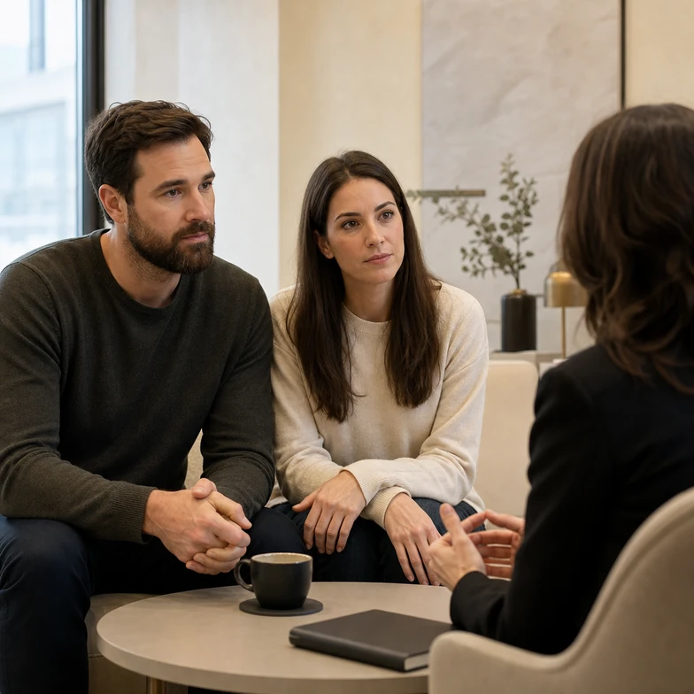 TRT and fertility guide — illustrative fertility consultation scene