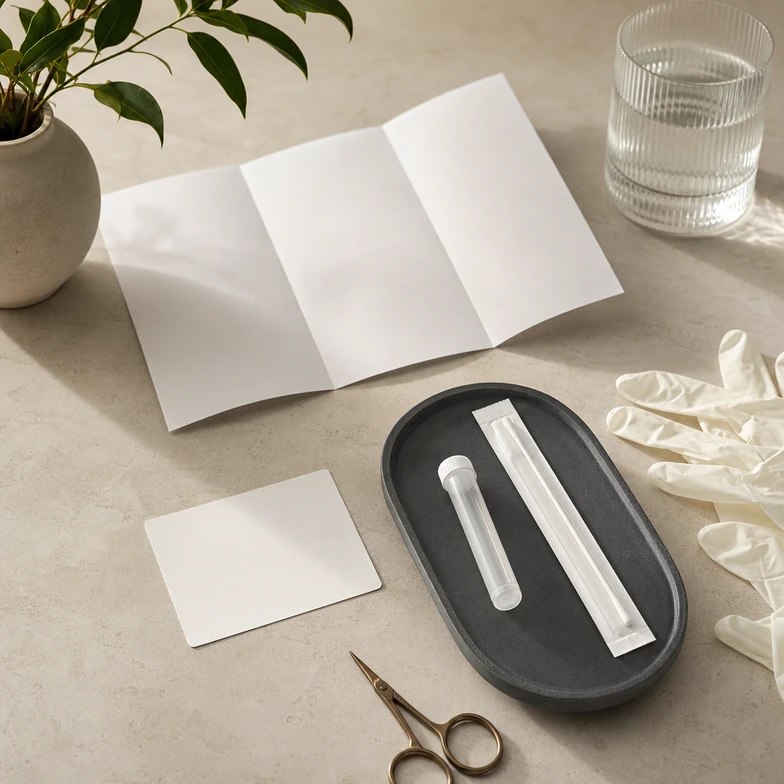 At-home lab testing guide — illustrative home collection materials