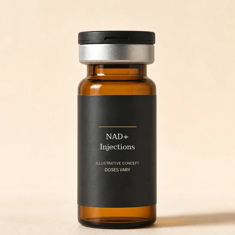 NAD+ Injections — illustrative medication packaging concept