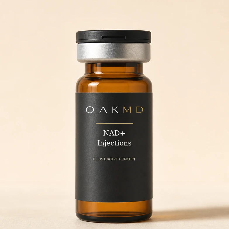 NAD+ Injections — illustrative OakMD packaging concept