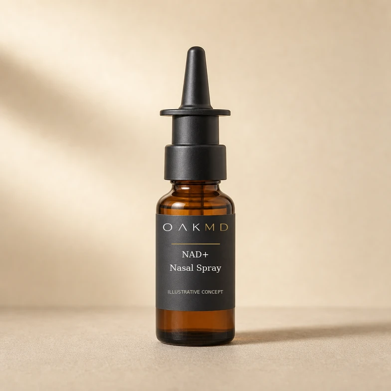 NAD+ Nasal Spray — illustrative OakMD packaging concept