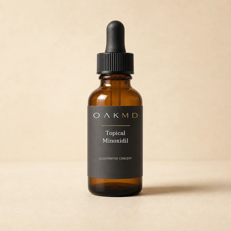 Topical Minoxidil — illustrative OakMD packaging concept